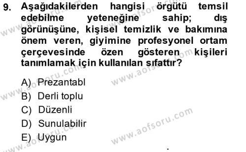 Yönetici Asistanlığı Dersi 2013 - 2014 Yılı (Vize) Ara Sınavı 9. Soru