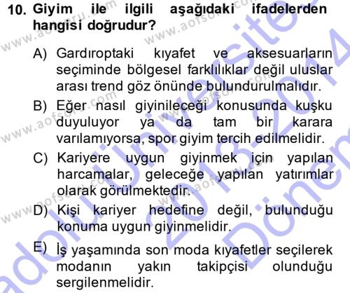 Yönetici Asistanlığı Dersi 2013 - 2014 Yılı (Final) Dönem Sonu Sınavı 10. Soru