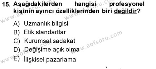 Yönetici Asistanlığı Dersi 2013 - 2014 Yılı (Final) Dönem Sonu Sınavı 15. Soru