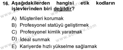 Yönetici Asistanlığı Dersi 2013 - 2014 Yılı (Final) Dönem Sonu Sınavı 16. Soru