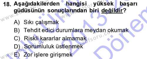 Yönetici Asistanlığı Dersi 2013 - 2014 Yılı (Final) Dönem Sonu Sınavı 18. Soru