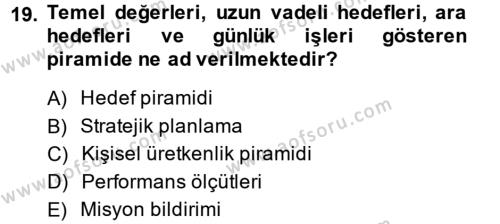 Yönetici Asistanlığı Dersi 2013 - 2014 Yılı (Final) Dönem Sonu Sınavı 19. Soru