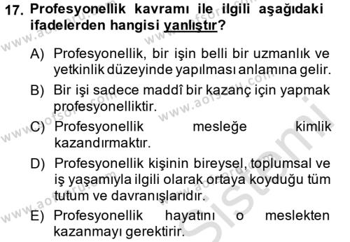 Yönetici Asistanlığı Dersi 2013 - 2014 Yılı Tek Ders Sınavı 17. Soru