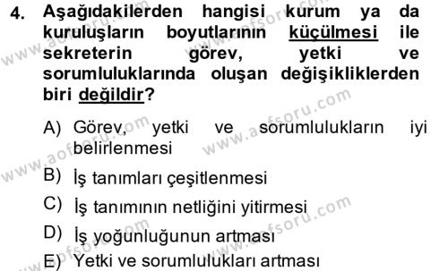 Yönetici Asistanlığı Dersi 2014 - 2015 Yılı (Vize) Ara Sınavı 4. Soru