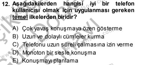Yönetici Asistanlığı Dersi 2014 - 2015 Yılı (Final) Dönem Sonu Sınavı 12. Soru