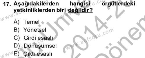 Yönetici Asistanlığı Dersi 2014 - 2015 Yılı (Final) Dönem Sonu Sınavı 17. Soru