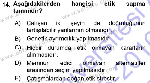 Yönetici Asistanlığı Dersi 2015 - 2016 Yılı (Final) Dönem Sonu Sınavı 14. Soru