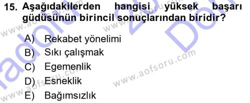 Yönetici Asistanlığı Dersi 2015 - 2016 Yılı (Final) Dönem Sonu Sınavı 15. Soru
