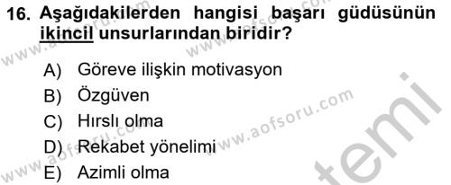 Yönetici Asistanlığı Dersi 2016 - 2017 Yılı 3 Ders Sınavı 16. Soru