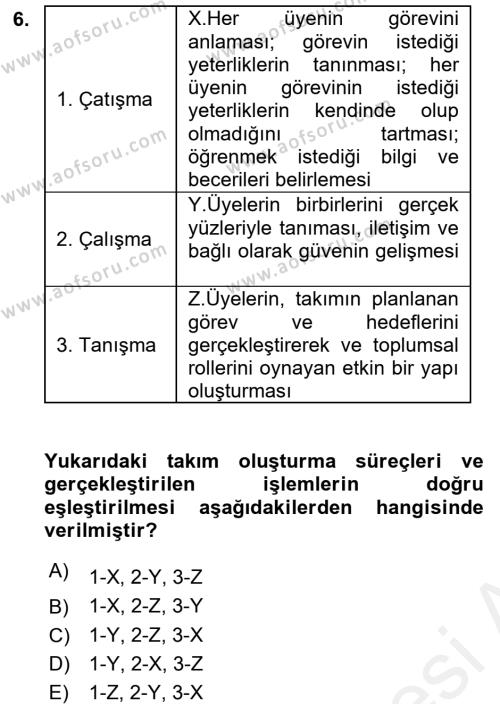 Yönetici Asistanlığı Dersi 2017 - 2018 Yılı (Final) Dönem Sonu Sınavı 6. Soru