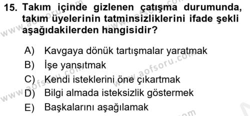 Yönetici Asistanlığı Dersi 2018 - 2019 Yılı (Vize) Ara Sınavı 15. Soru