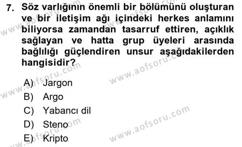 Yönetici Asistanlığı Dersi 2018 - 2019 Yılı (Vize) Ara Sınavı 7. Soru