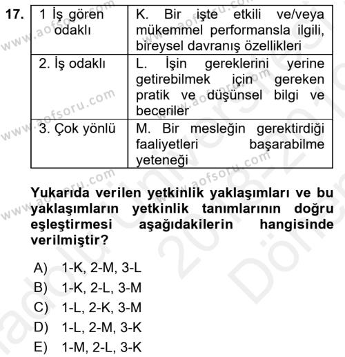 Yönetici Asistanlığı Dersi 2018 - 2019 Yılı (Final) Dönem Sonu Sınavı 17. Soru