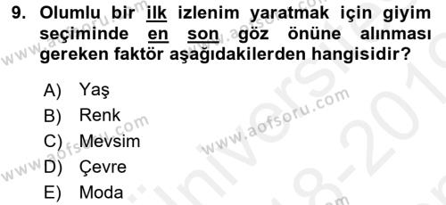 Yönetici Asistanlığı Dersi 2018 - 2019 Yılı (Final) Dönem Sonu Sınavı 9. Soru