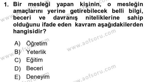 Yönetici Asistanlığı Dersi 2019 - 2020 Yılı (Vize) Ara Sınavı 1. Soru