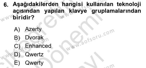 Yönetici Asistanlığı Dersi 2019 - 2020 Yılı (Final) Dönem Sonu Sınavı 6. Soru