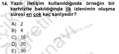 Yönetici Asistanlığı Dersi 2020 - 2021 Yılı Yaz Okulu Sınavı 14. Soru