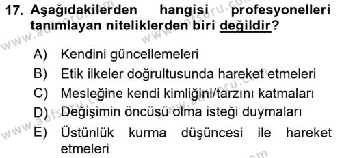 Yönetici Asistanlığı Dersi 2020 - 2021 Yılı Yaz Okulu Sınavı 17. Soru