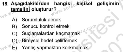 Yönetici Asistanlığı Dersi 2020 - 2021 Yılı Yaz Okulu Sınavı 18. Soru