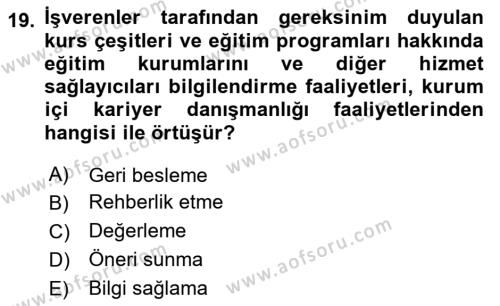 Yönetici Asistanlığı Dersi 2020 - 2021 Yılı Yaz Okulu Sınavı 19. Soru