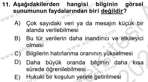 Yönetici Asistanlığı Dersi 2022 - 2023 Yılı (Vize) Ara Sınavı 11. Soru