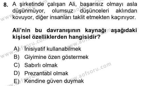 Yönetici Asistanlığı Dersi 2022 - 2023 Yılı (Vize) Ara Sınavı 8. Soru