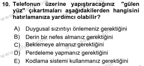 Yönetici Asistanlığı Dersi 2022 - 2023 Yılı (Final) Dönem Sonu Sınavı 10. Soru