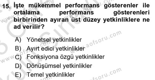 Yönetici Asistanlığı Dersi 2022 - 2023 Yılı Yaz Okulu Sınavı 15. Soru