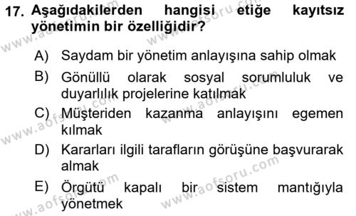 Yönetici Asistanlığı Dersi 2022 - 2023 Yılı Yaz Okulu Sınavı 17. Soru