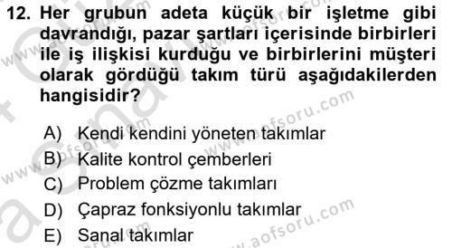 Yönetici Asistanlığı Dersi 2023 - 2024 Yılı (Vize) Ara Sınavı 12. Soru