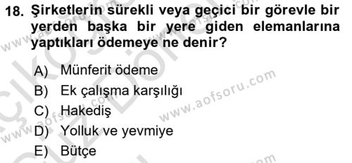 Yönetici Asistanlığı Dersi 2023 - 2024 Yılı (Vize) Ara Sınavı 18. Soru