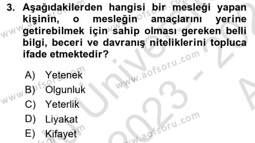 Yönetici Asistanlığı Dersi 2023 - 2024 Yılı (Vize) Ara Sınavı 3. Soru