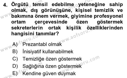 Yönetici Asistanlığı Dersi 2023 - 2024 Yılı (Vize) Ara Sınavı 4. Soru