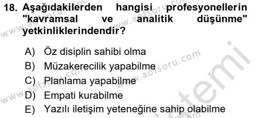 Yönetici Asistanlığı Dersi 2023 - 2024 Yılı (Final) Dönem Sonu Sınavı 18. Soru