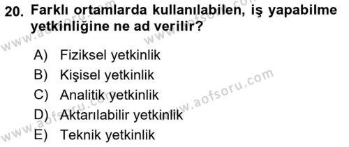 Yönetici Asistanlığı Dersi 2023 - 2024 Yılı (Final) Dönem Sonu Sınavı 20. Soru