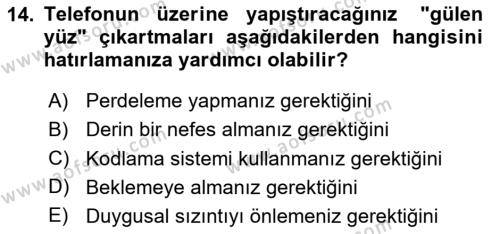 Yönetici Asistanlığı Dersi 2023 - 2024 Yılı Yaz Okulu Sınavı 14. Soru