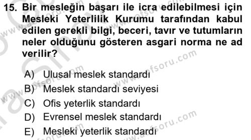 Yönetici Asistanlığı Dersi 2024 - 2025 Yılı (Vize) Ara Sınavı 15. Soru