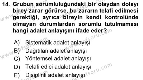 Ekip Yönetimi ve Liderlik Dersi 2021 - 2022 Yılı (Vize) Ara Sınavı 14. Soru