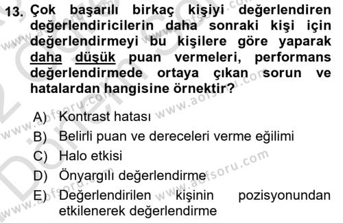 Ekip Yönetimi ve Liderlik Dersi 2021 - 2022 Yılı (Final) Dönem Sonu Sınavı 13. Soru