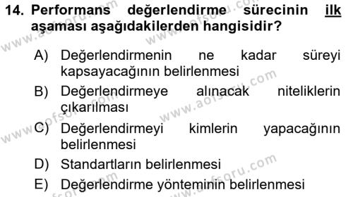 Ekip Yönetimi ve Liderlik Dersi 2021 - 2022 Yılı (Final) Dönem Sonu Sınavı 14. Soru