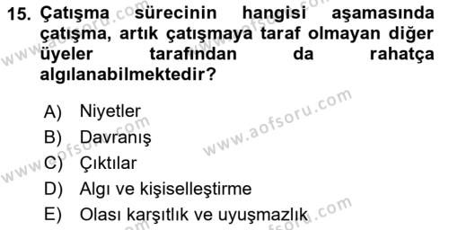 Ekip Yönetimi ve Liderlik Dersi 2021 - 2022 Yılı (Final) Dönem Sonu Sınavı 15. Soru