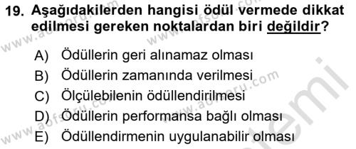 Ekip Yönetimi ve Liderlik Dersi 2021 - 2022 Yılı (Final) Dönem Sonu Sınavı 19. Soru