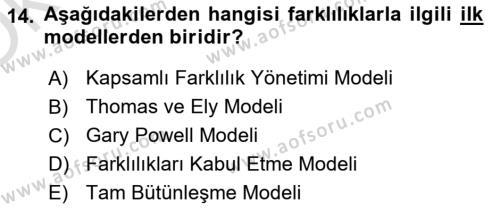 Ekip Yönetimi ve Liderlik Dersi 2021 - 2022 Yılı Yaz Okulu Sınavı 14. Soru