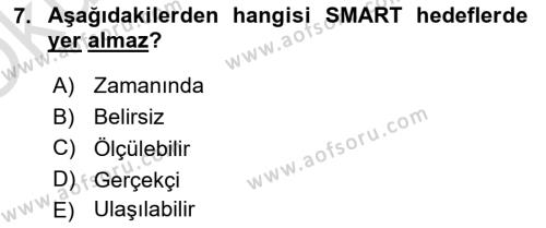 Ekip Yönetimi ve Liderlik Dersi 2021 - 2022 Yılı Yaz Okulu Sınavı 7. Soru