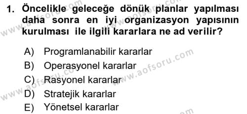 Ekip Yönetimi ve Liderlik Dersi 2022 - 2023 Yılı Yaz Okulu Sınavı 1. Soru