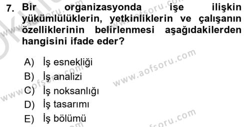 Ekip Yönetimi ve Liderlik Dersi 2022 - 2023 Yılı Yaz Okulu Sınavı 7. Soru