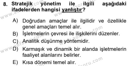 Ekip Yönetimi ve Liderlik Dersi 2022 - 2023 Yılı Yaz Okulu Sınavı 8. Soru