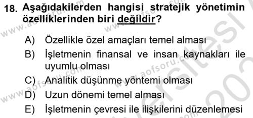 Ekip Yönetimi ve Liderlik Dersi 2023 - 2024 Yılı (Vize) Ara Sınavı 18. Soru