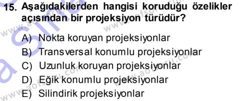 Coğrafi Bilgi Sistemlerine Giriş Dersi 2013 - 2014 Yılı (Vize) Ara Sınavı 15. Soru