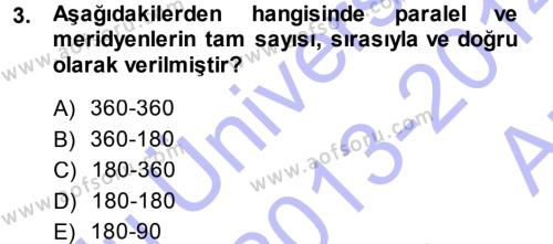 Coğrafi Bilgi Sistemlerine Giriş Dersi 2013 - 2014 Yılı (Vize) Ara Sınavı 3. Soru